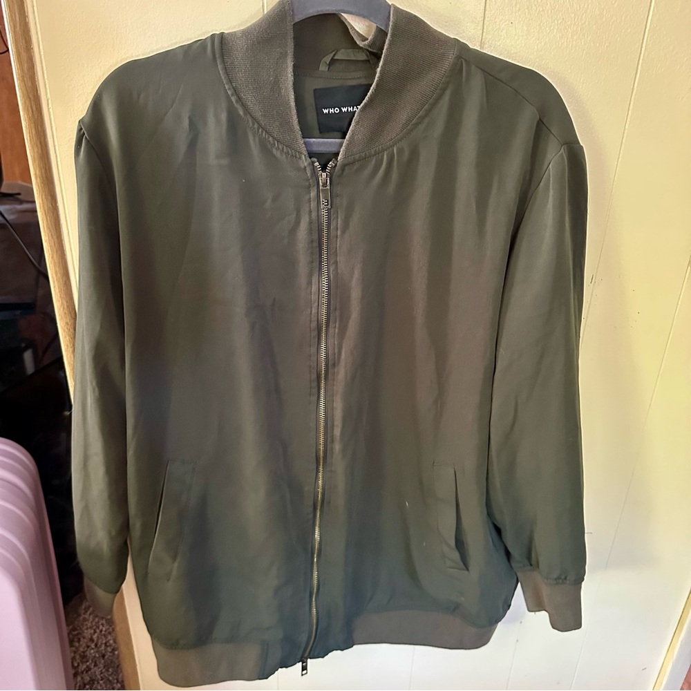 Who What Wear Green Bomber Jacket Large L